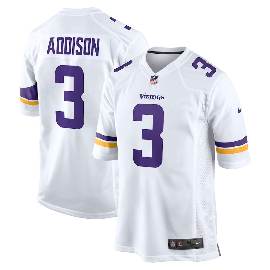 Men Minnesota Vikings 3 Jordan Addison Nike White Away Game NFL Jersey